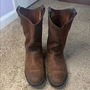 Establo Women Brown Leather Distressed Cowboy Boots Made in Mexico Size 7.5